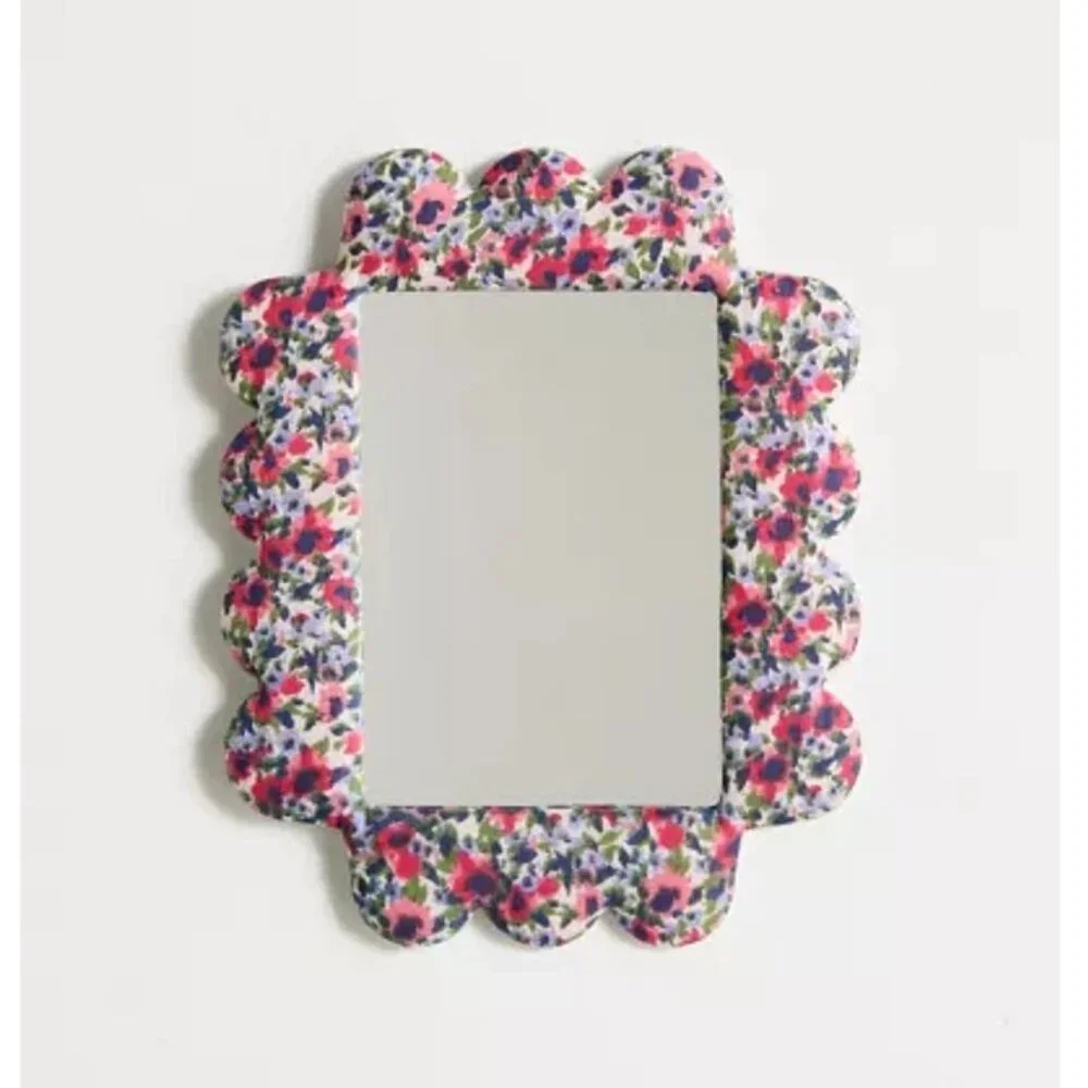 Urban Outfitters Elizabeth Padded Mirror Scalloped Floral
